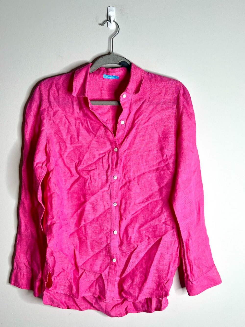 J. McLaughlin Britt Linen Shirt in Hot Pink Button-Up Beach Vacation Coastal XS
